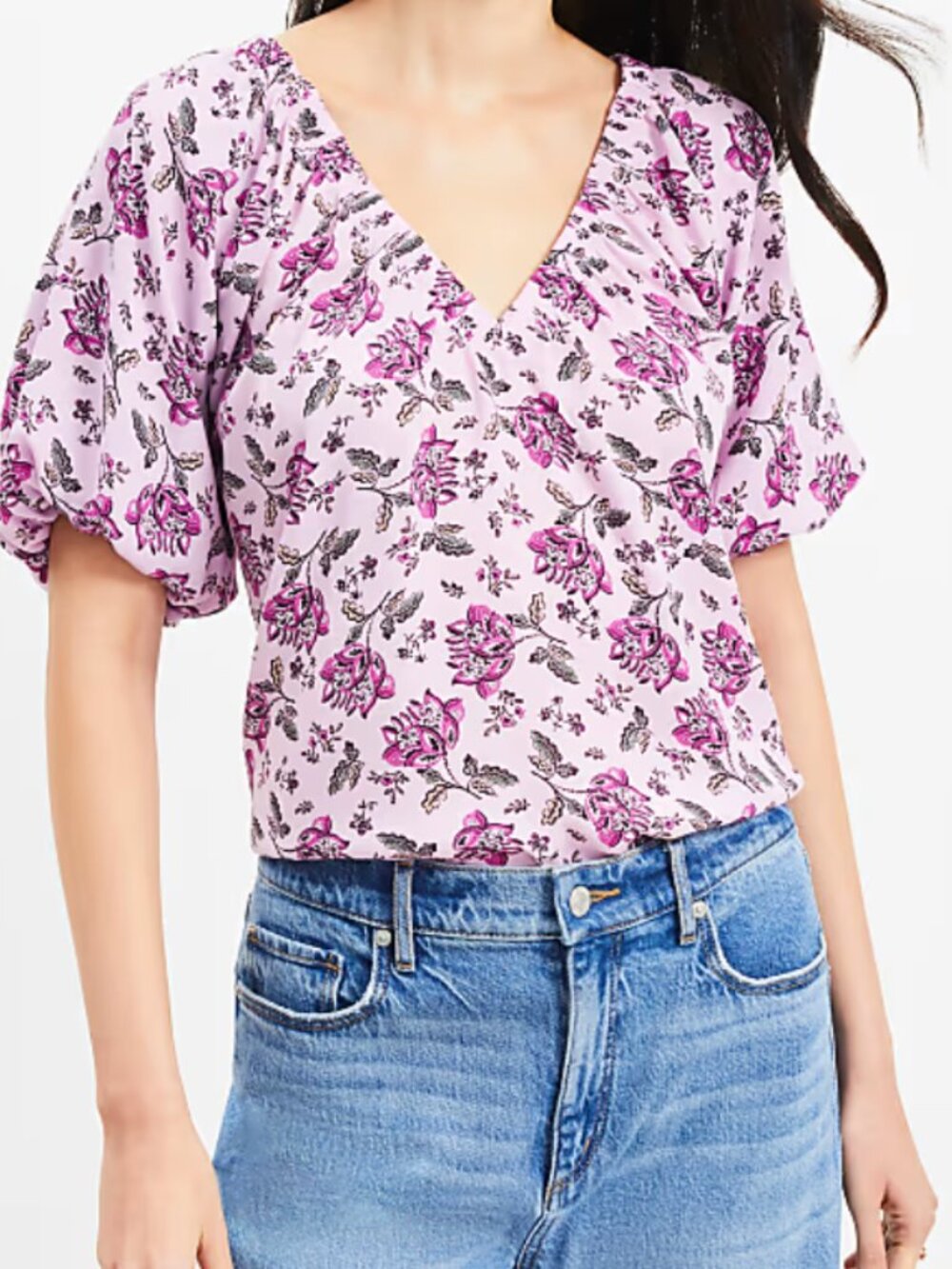 Loft Vneck flower flowy top